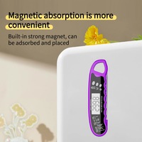 Termometer daging Digital lipat, tampilan LCD Backlit tahan air IPX6 konstruksi logam untuk memasak BBQ Steak