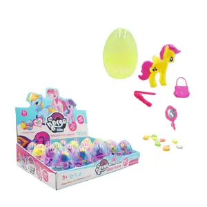 Plastic colourful surprise egg sapsule with lovely horse toy candy