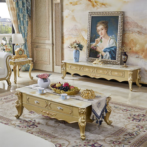 Роскошный кофейный столик в Европейском стиле, комбинированный шкаф для телевизора, деревянный мрамор французского шампанского в американском стиле для гостиной - Product Image 2
