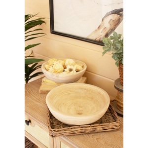 Set di due ciotole di legno rotonde intagliate a mano coperchi di bambù Design classico eco-friendly per matrimoni in cucina a casa Logo personalizzabile