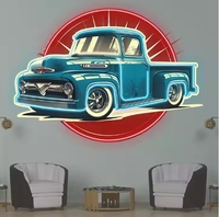 Kustom truk Pickup biru kecil, tanda Neon gaya Vintage Model mobil untuk Dekorasi Rumah & kantor dan pencahayaan