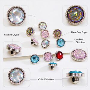 Colored Faceted Crystal Rhinestone Metal <b>Buttons</b> Silver Tone Gear Edge Round Sew On <b>Buttons</b> for Garment Dress <b>Coat</b> Bag - Product Image 3