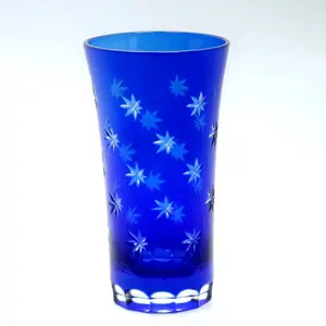 120 ml 4 oz azul colorido edo kiriko copo de vidro sake com estampa de estrela