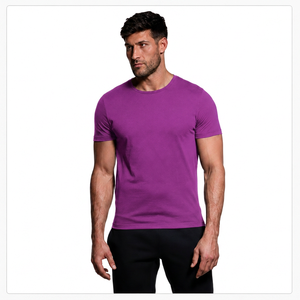 Camiseta de Manga Corta para Hombre, Cuello Redondo, Color Sólido, Tejido de Punto, Corte Ajustado, Estilo Casual - Product Image 6