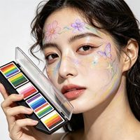 Peinture corporelle soluble dans l'eau 6 couleurs arc-en-ciel, facile à nettoyer, maquillage de fête OEM, peinture faciale en blocs