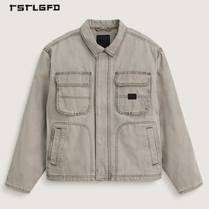 Custom 14oz Distress Wash Heavy Duck Canvas Work <strong>Jacket</strong> Zip up Vintage Worker Detroit <strong>Jacket</strong> Carpenter <strong>Chore</strong> Denim <strong>Jacket</strong> Men - Product Image 3
