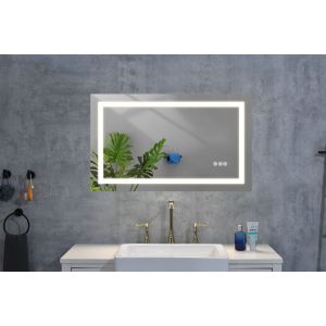 Espejo de baño LED DB 40 "x 26" con espejos de pared de memoria antiniebla regulables grandes con retroiluminación y frontal 3 opciones de color - Product Image 1