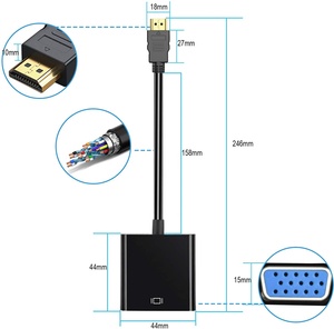 Pour <span class=keywords><strong>adaptateur</strong></span> <span class=keywords><strong>HDMI</strong></span> <span class=keywords><strong>VGA</strong></span> avec <span class=keywords><strong>prise</strong></span> Jack mâle D Micro <span class=keywords><strong>VGA</strong></span> femelle 3.5mm 940910046554 Type de sortie DC - Product Image 2