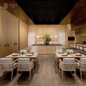 JEILI Juego de Muebles Modernos para <span class=keywords><strong>Restaurante</strong></span>, Cafetería y Hostelería, Mesa con Base de Madera y Metal y Silla de Madera Sólida - Product Image 1