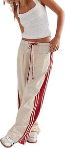 <span class=keywords><strong>Pantaloni</strong></span> Casual Eleganti da <span class=keywords><strong>Donna</strong></span> Stile Sportivo Retrò con Striscia Laterale, Gamba Dritta, Primavera-Estate, OEM ODM - Product Image 6