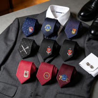 Corbata de Seda Bordada con Logotipo de Escudo, Insignia Personalizada de Club o Asociación, para Hombres, Traje Formal de Negocios