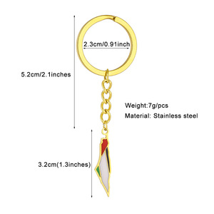 Nhà Máy Thép Không Gỉ Palestine Nước Cờ Quyến Rũ Móc Chìa Khóa Vòng 18K Vàng Mạ Thép Không Gỉ Bản Đồ Mặt Dây Chuyền Móc Chìa Khóa - Product Image 3
