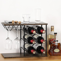 Porte-bouteilles de vin noir durable, porte-verres à vin personnalisable, base en bois et fer moderne, support suspendu pour accessoire de bar, décoration de restaurant