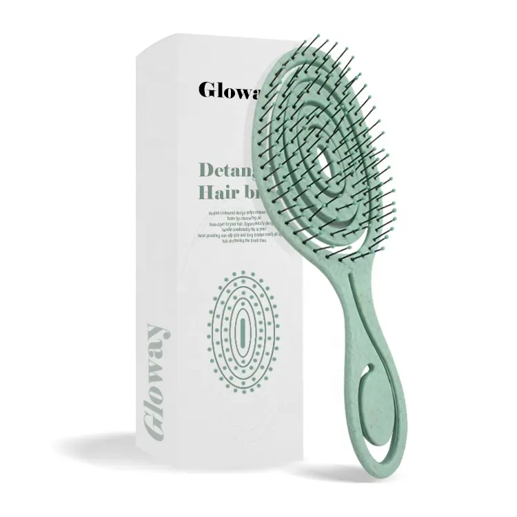 Hot Selling Eco-Friendly Natural Detangling Brush Custom Color Detangler Hairbrush Organic Wheat Straw Detangling Hair Brush