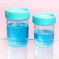 Vasos de Muestra Biológicos Desechables y Estériles con Tapa de Rosca y Diseño Graduado para Recolección de Heces, Esputo y Orina, Material Plástico