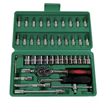 Ensemble d'outils de réparation automobile 46 pièces, coffret rigide en acier au carbone, clés dynamométriques à cliquet et tournevis