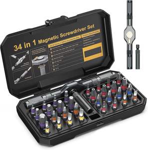 Juego de destornilladores magnéticos 34 en 1, juego de destornilladores de trinquete DIY, kit de herramientas de reparación portátil mejorado con mango de trinquete desmontable - Product Image 1