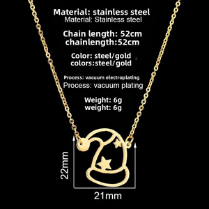 Collier en acier inoxydable sur le thème de Noël Flocon de neige Père Noël Citrouille Voiture Pendentif dans un style de bijoux arc-en-ciel pour la mode d'hiver - Product Image 4