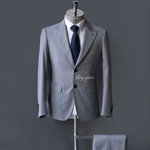 <span class=keywords><strong>Tuta</strong></span> in lana a righe grigio chiaro da uomo di alta qualità/Set formale con cerniera Plus Size tessuto traspirante per balli da matrimonio - Product Image 1