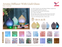 Diffuseur d'arômes électrique USB personnalisé en usine, 7 couleurs changeantes, diffuseur LED, verre Liuli, ultrasonique, essentiel pour la maison, 1 an