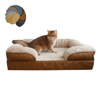 Luxus ortho pä disches Leder Hundes ofa Große Hunde wasch bar Memory Foam Plüsch Haustier Produkt mit Holz bezug