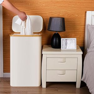 Free Sample 75L 100L Folding Laundry Hamper Waterproof Bamboo Cotton <strong>Basket</strong> with Removable Lid Bag <strong>Bathroom</strong> Dirty Cloth <strong>Storage</strong> - Product Image 3