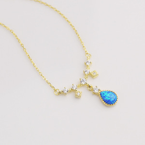 Colgante de plata de ley 925 con diseño de lágrimas de elfo, collar con forma de gota de agua de ópalo Sen, para mujeres - Product Image 3