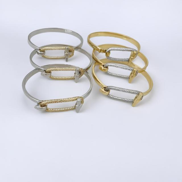 Fashion Bracelets Bangles Jewelry Women Brass Cubic Zircon Silver OT Designer 18k Gold Plated Ring Bracelet Bangle