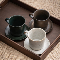 Ensemble tasse et soucoupe en porcelaine de style rétro personnalisable avec plateau - Compatible lave-vaisselle et micro-ondes pour café et décoration intérieure
