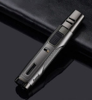 Briquet à gaz butane à double flamme directe, résistant au vent, à haute puissance, de type stylo en métal