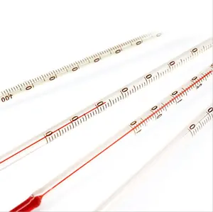 Lab use 0-100 200 300 degree High Borosilicate 3.3 Glass Red liquid water filled Thermometer
