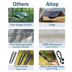 210T Parachute Nylon Extérieur Léger <span class=keywords><strong>Hamac</strong></span> Suspendu Survie Camping <span class=keywords><strong>Hamac</strong></span> avec Pluie Fly <span class=keywords><strong>Tarp</strong></span> <span class=keywords><strong>Moustiquaire</strong></span> - Product Image 5