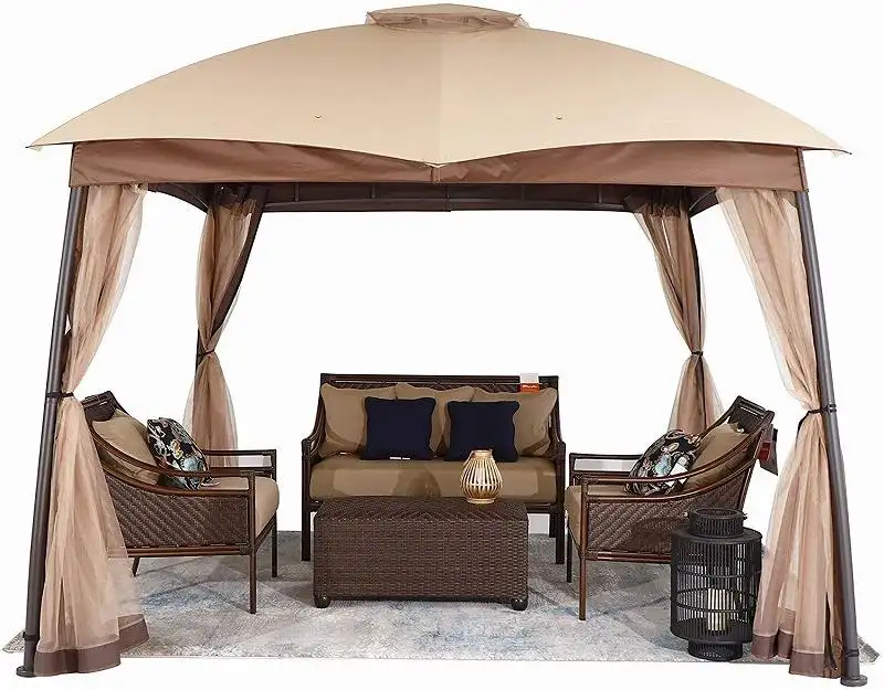 Grande durável resistente Outdoor Garden gazebo com mosquito net parede lateral ao ar livre restaurante gazebo Móveis