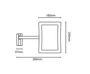 Square <strong>Chrome</strong> 5x <strong>Magnifying</strong> LED Light Single-Sided Foldable Personalized Wall Mounted Bathroom <strong>Mirror</strong> for Cosmetic Makeup - Product Image 4