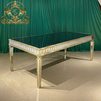Ensemble de table à manger de luxe moderne avec cadre en acier inoxydable et plateau en verre trempé - Durable pour les hôtels, les mariages, les fêtes et l'utilisation en extérieur