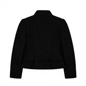 Veste coupe-vent d'hiver décontractée noire enduite, à double boutonnage, col montant, tissée, imperméable, coupe régulière - Product Image 4