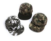 Casquettes Snapback ajustables en polyester à 6 panneaux avec logo personnalisé, à visière plate et motif camouflage pour hommes, vente en gros