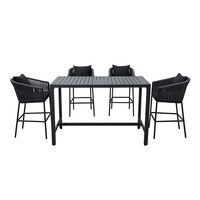 Ensemble de tabourets de bar modernes noirs pour patio, meubles de jardin, restaurant, table haute et 4 chaises