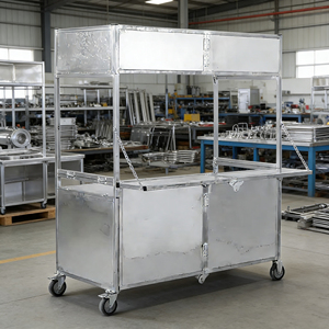 Remorque alimentaire mobile pliable en acier inoxydable à 4 roues pour café, bonbons, crème glacée, hot-dogs, frites – Résistante à la rouille pour entreprise mobile - Product Image 5