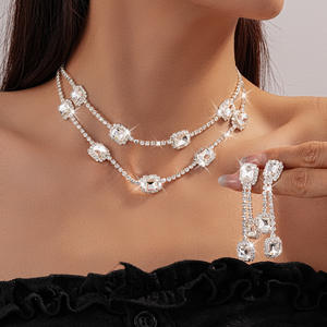 Zirkon Geometrische Quadratische Verstellbare Kupferlegierung Mikro-Einlage Natürlicher Juli-Geburtsstein Halskette Zweiteiliges Set Modische Gliederkette - Product Image 2