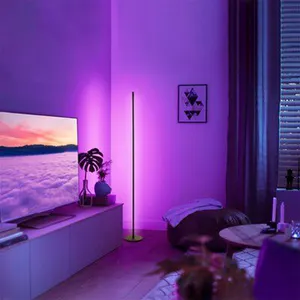 Akıllı Tuya APP kontrolü modern tasarım RGB müzik ritim ev dekor çıkarılabilir LED zemin lambası uzaktan kumanda ile