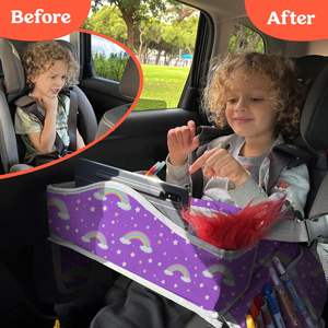 Muestra Gratuita de Bandeja de Viaje para Niños para Asiento de Coche - Bandeja de Viaje para Niños Pequeños, Bandeja Plegable para Asiento de Coche con Almacenamiento, Viajes para Niños - Product Image 6
