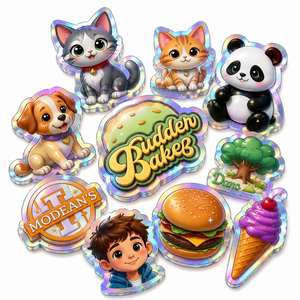 Modean's Cartoon Acrylic Stickers Holographic Irregular Shape UV Printed Gift Craft Labels for Packaging - Product Image 1