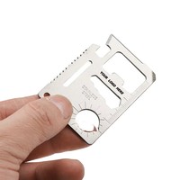 Mini-outil tactique de survie multifonction en acier inoxydable argenté, ultra-fin, taille carte de crédit, couteau de poche, cadeau promotionnel pour l'extérieur