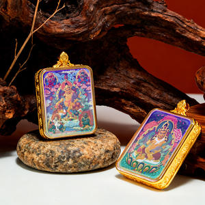 จี้ทองเหลืองทิเบต-พระเทวรูปทิเบตสีเขียว พระเจ้าหยวนอวี๋ พระเจ้าเหลืองจัมบาลา พระเจ้าจ้าจิลามู พระพุทธเจ้าแห่งการรักษาโรค พระเครื่อง 3 มิติ สำหรับผู้ชายและผู้หญิง - Product Image 2