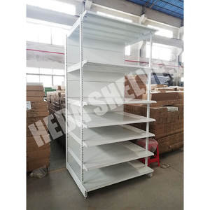 Customized White Color 7 Layers Single Sided 4 Upright Supermarket Shelves <span class=keywords><strong>Metal</strong></span> Island  Gondola <span class=keywords><strong>Shelving</strong></span> Design With Door - Product Image 6