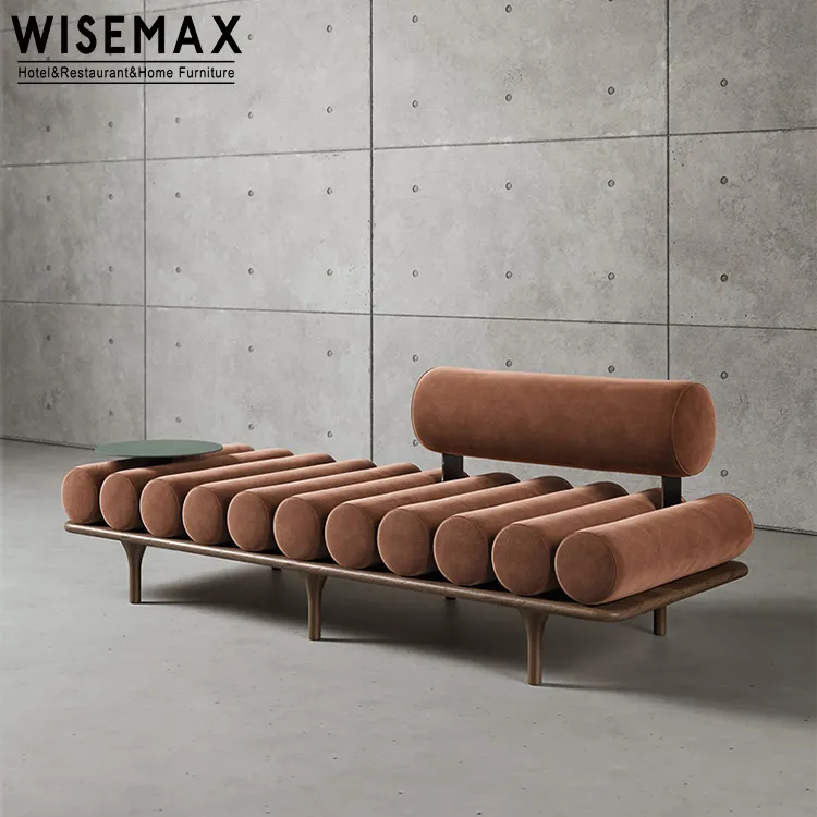 WISEMAX mobilya Modern lüks uzun tezgah yatak ucu dışkı oturma odası kanepeleri kadife kumaş metal bacaklar tembel eğlence tezgahı