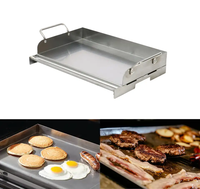 Moderne 24 "X 16" Edelstahl-Grill platte für Teppanyaki-Heizplatten-Gas grills Heckklappen-Grill mit abnehmbaren Griffen