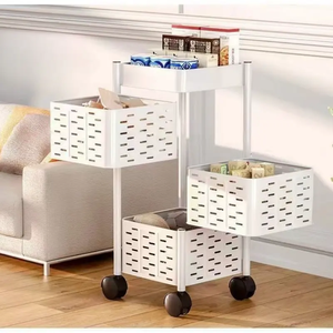Fabrieksprijs Roterende Trolley Vierkante Plank Eenvoudig Draaibaar Opbergrek <span class=keywords><strong>2</strong></span> 3 4 5 Lagen Praktische Keukenopslag Te Demonteren - Product Image 3