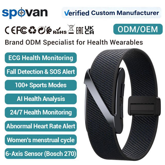 ECG HRV Screenless Smart Band Fitness Tracker, 6 Axis Sensor Digital Detox No Display, Heart Rate SpO2 Sleep Monitor ODM